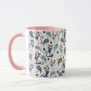 Taza Gato Paisley Vintage de los 60
