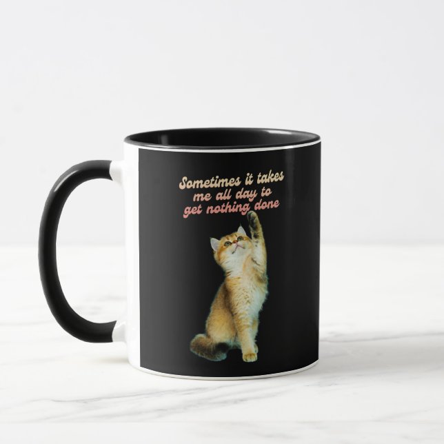 Taza Gato perezoso amante gracioso gato (Izquierda)