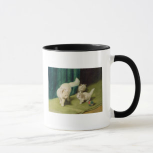 Taza Gato persa blanco con dos gatitos
