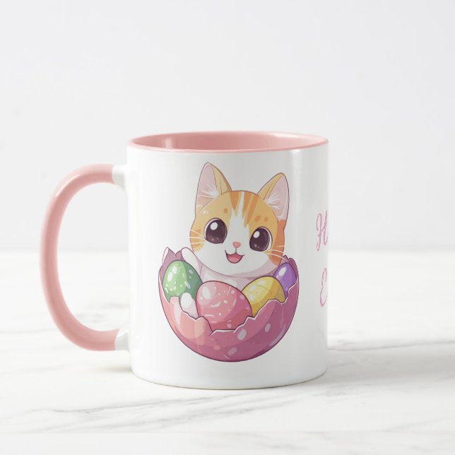 Taza Gato Personalizado lindo en huevo de pascua Adorab (Izquierda)