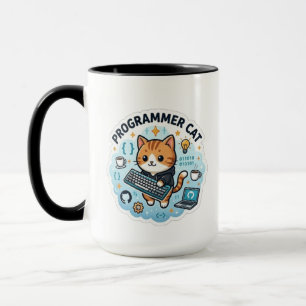 Taza Gato Programador Adorable Pegatina de Vinilo de Co