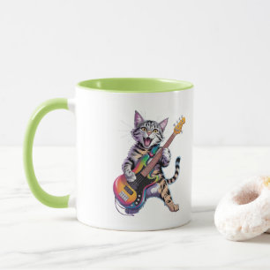 Taza Gato que toca la guitarra Rock And Roll