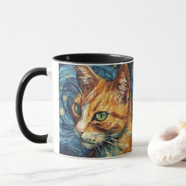Taza Gato rojo al estilo de Van Gogh
