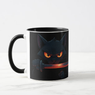 Taza Gato samurái con katana – Estilo japonés