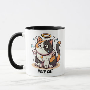Taza Gato Santo - Gato Calico con alas y Halo Funny