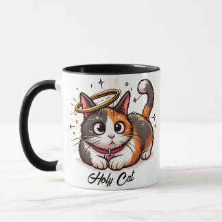 Taza Gato Santo - Gato de Calico con Halo Funny
