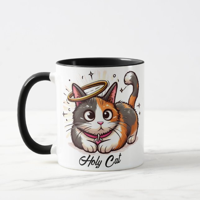 Taza Gato Santo - Gato de Calico con Halo Funny (Izquierda)