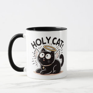 Taza Gato Santo - Gato negro con alas Mug divertido