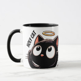 Taza Gato Santo - Gato negro lindo con Halo