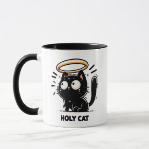 Taza Gato Santo - Gato negro lindo con hongo gracioso