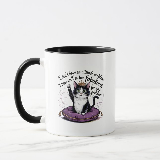 Taza Gato sarcasmo problema de actitud divertido (Izquierda)