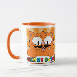 Taza Gato Señor Bigote de Dibujos Animados Pulgar Arrib
