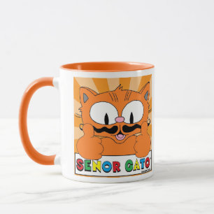 Taza Gato Señor Bigote de Dibujos Animados Pulgar Arrib