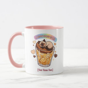 Taza Gato siamés Kawaii durmiendo sobre estética del ca