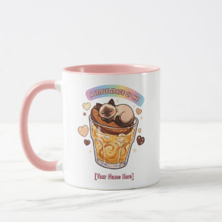 Taza Gato siamés Kawaii durmiendo sobre estética del ca