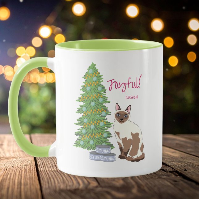 Taza Gato siamés lindo con atún alegre Navidad  (Subido por el creador)