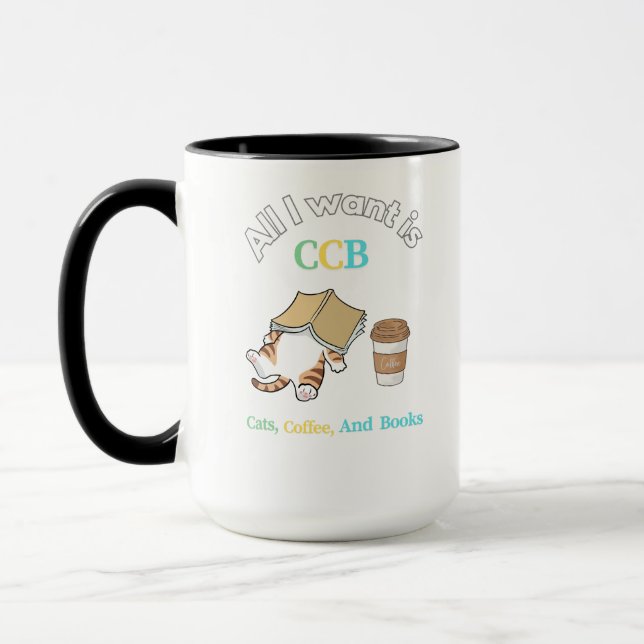 Taza Gato somnoliento con café y tazón para libros (Izquierda)