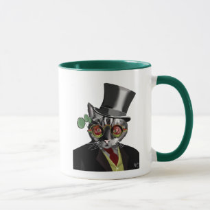 Taza Gato Steampunk: sombrero superior y gafas amarilla