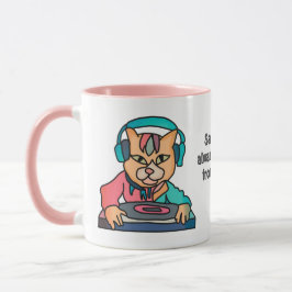 Taza Gato Street Retro con audífonos | Divertido