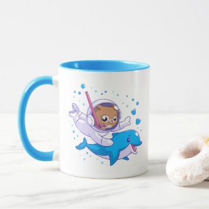 Taza Gato submarino y delfín