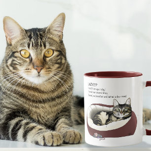 Taza Gato Tabby Perezoso Sarcástico Humor Verde Salvia