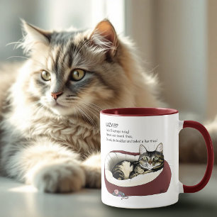 Taza Gato Tabby Perezoso Sarcástico Humor Verde Salvia