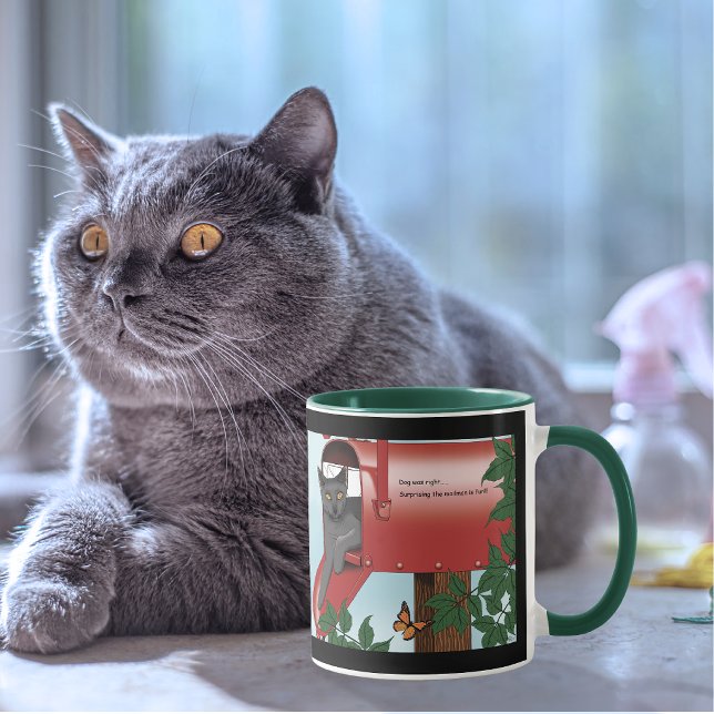 Taza Gato travieso en buzón rojo humor (Subido por el creador)