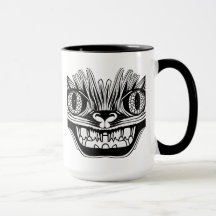 Gato tribal espeluznante en blanco y negro