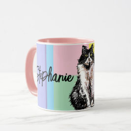 Taza Gato Tuxedo Pastel Gatos Mujeres Colores Pastel