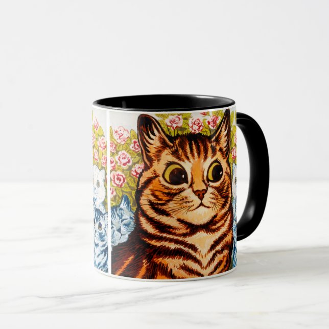 Taza Gato y gatitos en el jardín por Louis Wain (Anverso derecho)