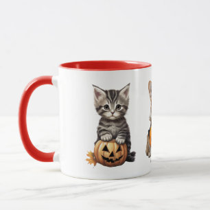 Taza Gato y perro de Halloween" lindo tazón de otoño