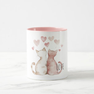 Taza Gatos aman corazones rosados
