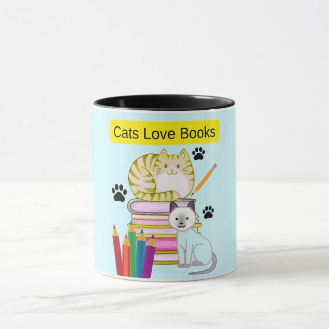 Taza Gatos Aman Los Libros (Centro)