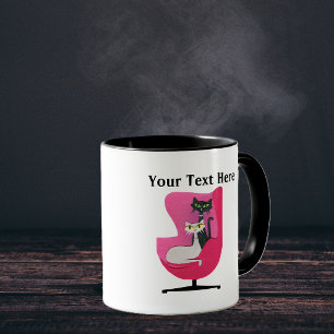 Taza Gatos bonitos de mediados de siglo sentados en sil