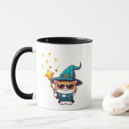 Taza Gatos brujos de Halloween sostienen estrellas de v