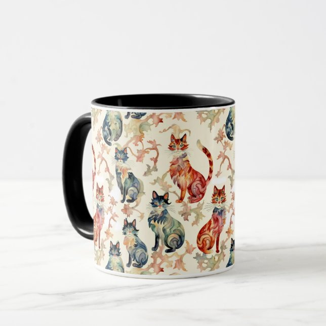 Taza Gatos con un patrón de acuarela chino (Anverso izquierdo)