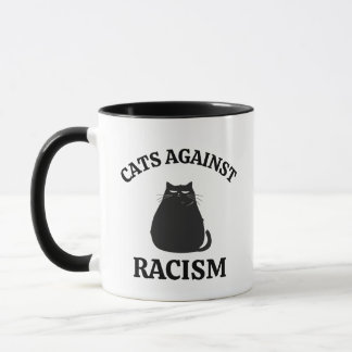 Taza Gatos contra el Racismo: Humor Político Gracioso,