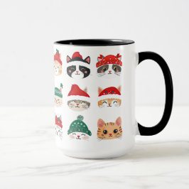 Taza Gatos cortos en Gorras Navidades