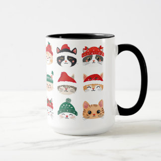 Taza Gatos cortos en Gorras Navidades