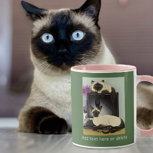 Taza Gatos de escritorio de oficina siameses divertida