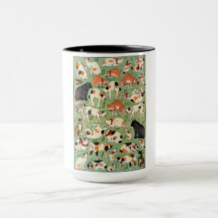 Taza Gatos de la era Edo, Utagawa Yoshifuji, Ukiyo-e