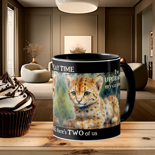 Taza Gatos de tigres de bebé artísticos (A cutes cat mug featuring a painting of two baby tiger kittens)