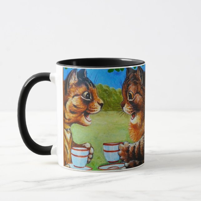 Taza Gatos derramando la pintura de té de Louis Wain (Izquierda)