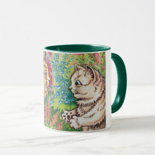 Taza Gatos en un jardín, Louis Wain
