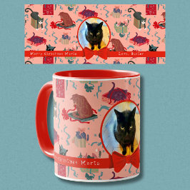Taza Gatos Graciosos En Cajas De Navidades Foto Persona