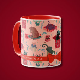 Taza Gatos Graciosos En Cajas De Navidades Personalizad