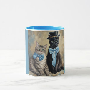 Taza Gatos grises atigrados y gatos negros adorables y
