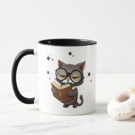 Taza Gatos Guay Con Gafas Leer Libros