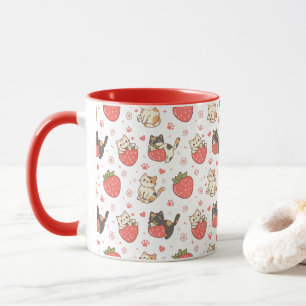 Taza Gatos Kawaii y Fresas
