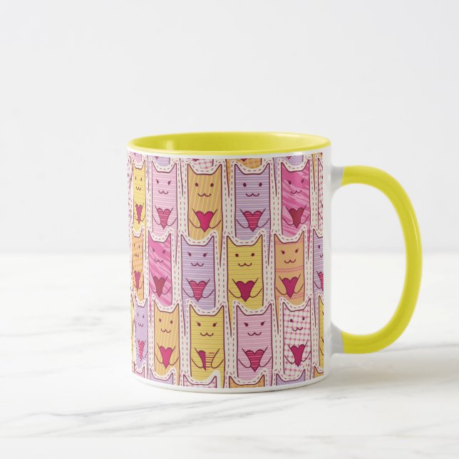 Taza Gatos lindos con los corazones cariñosos (Derecha)